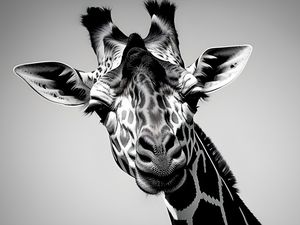 BLACK AND WHITE SAVANNA - THE GIRAFFE BY AI