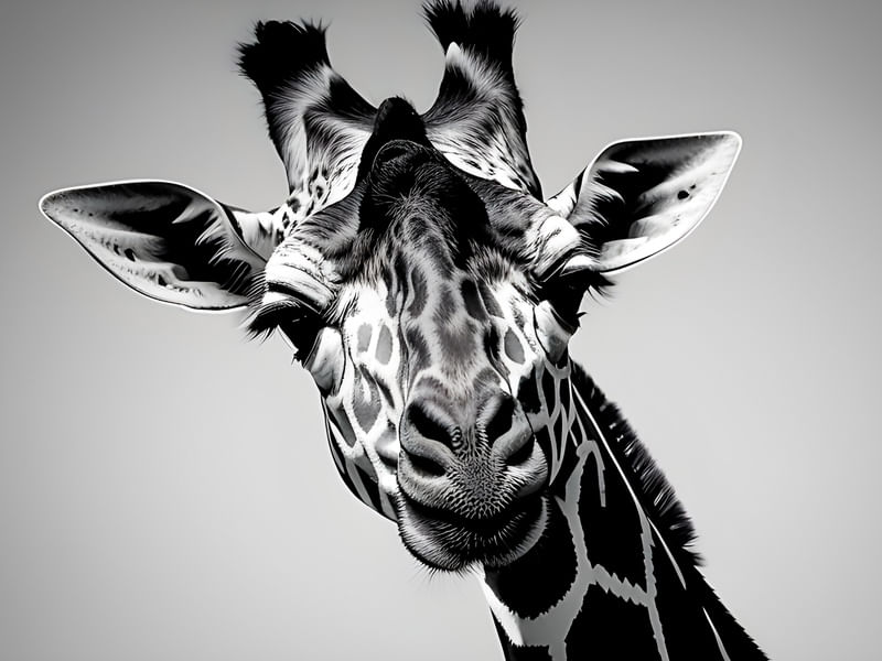 BLACK AND WHITE SAVANNA - THE GIRAFFE BY AI