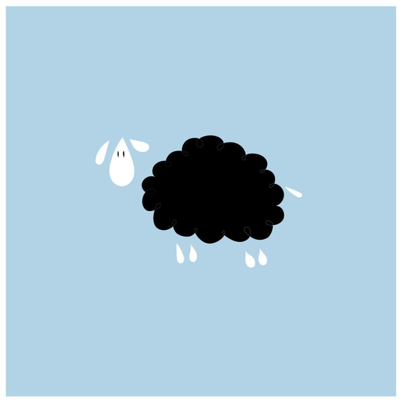BLACK SHEEP ON BLUE
