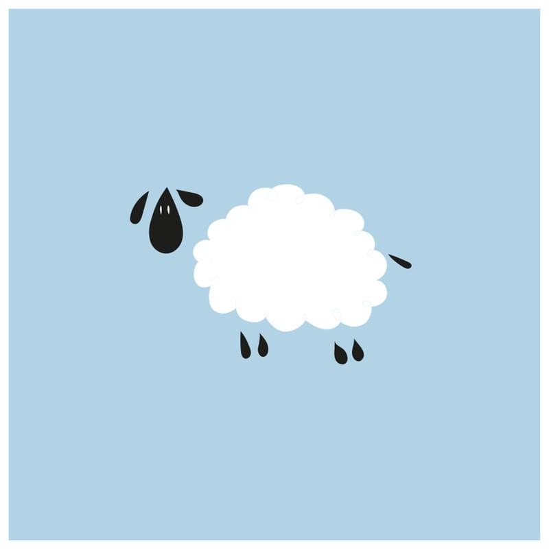 WHITE SHEEP ON BLUE