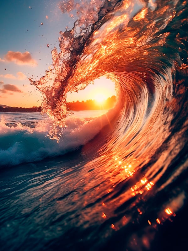 SUNSET IN WAVE BY AI