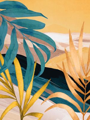 MODERN ABSTRACT ART TROPICAL LEAVES 2