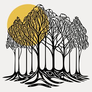LINE ART - ARVORES E O SOL