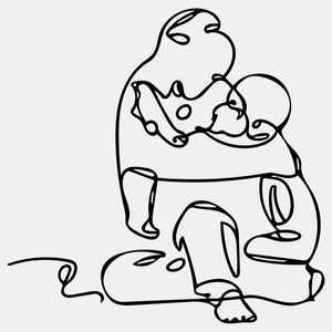 LINE ART - PAI ABRAÇANDO FILHO