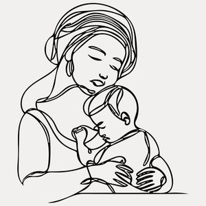 LINE ART - UMA MAE AMAMETANDO SEU FILHO - 01