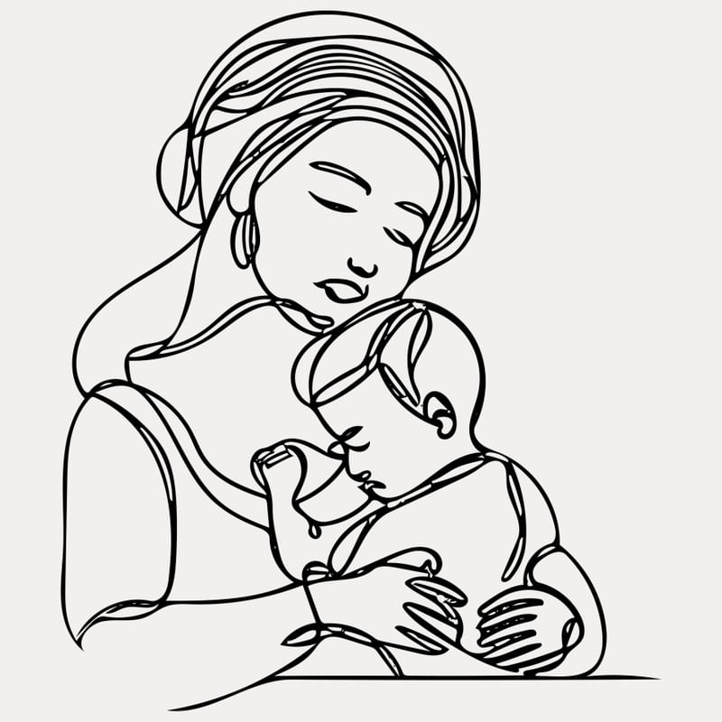 LINE ART - UMA MAE AMAMETANDO SEU FILHO - 01