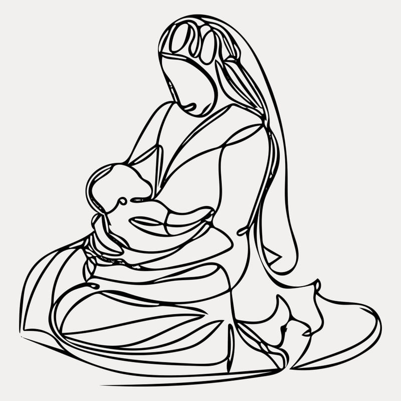 LINE ART - UMA MAE AMAMETANDO SEU FILHO - 02