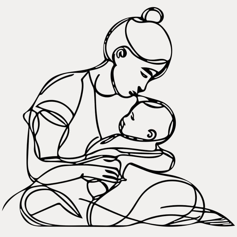 LINE ART - UMA MAE AMAMETANDO SEU FILHO - 03