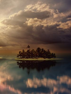 ILHA DESERTA COM PALMEIRAS