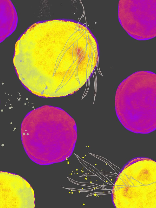 AQUARELA FLORAL NEON CINZA 2