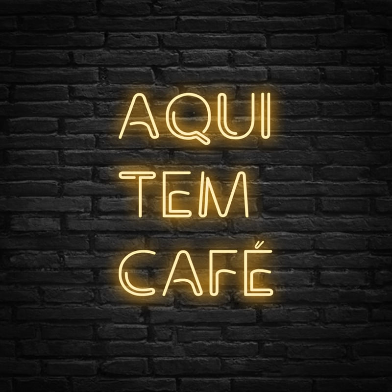 AQUI TEM CAFÉ NEON QUADRADO