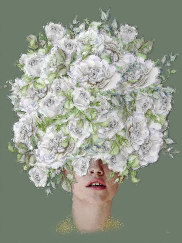 SPRING GIRL WHITE ROSES