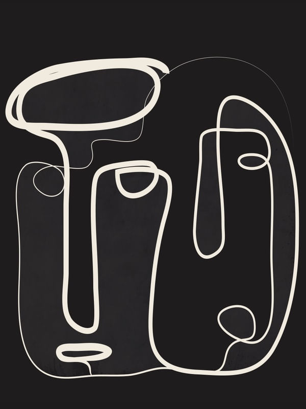 ABSTRACT FACES LINE ART