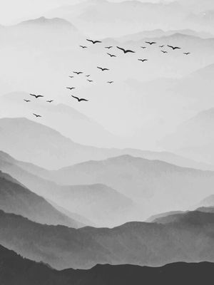 AQUARELA PÁSSAROS VOANDO