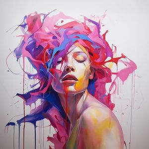 PINK PAINT WOMAN BY AI