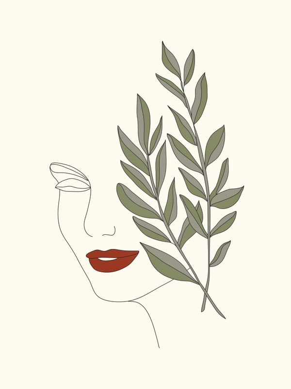 COLORFUL THOUGHTS MINIMAL LINE ART WOMAN FACE II