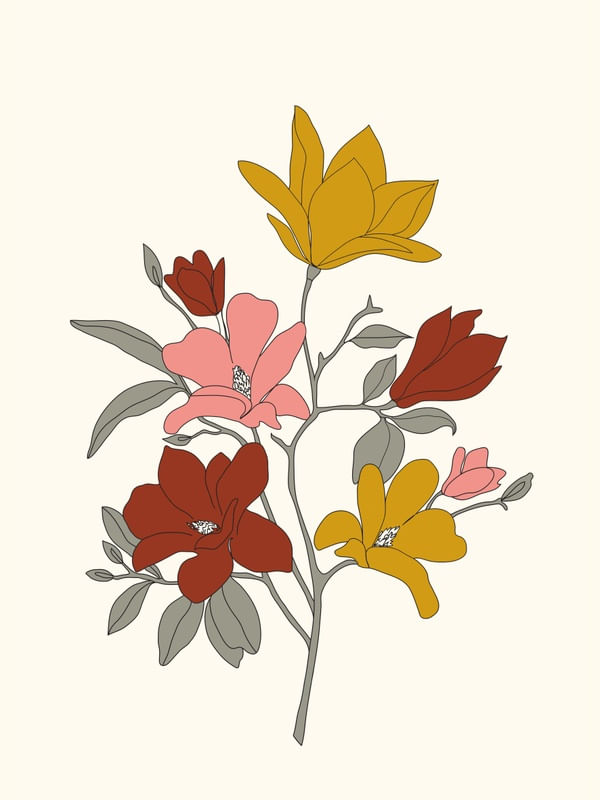 COLORFUL MINIMAL LINE ART MAGNOLIA