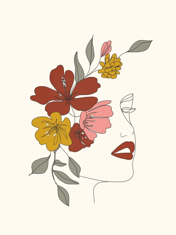 COLORFUL THOUGHTS MINIMAL LINE ART WOMAN FACE I