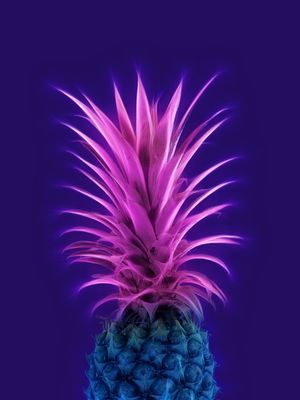 ABACAXI ROSA E AZUL COM FUNDO ROXO