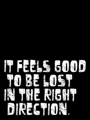 IT FEELS GOOD TO BE LOST IN THE RIGHT DIRECTION