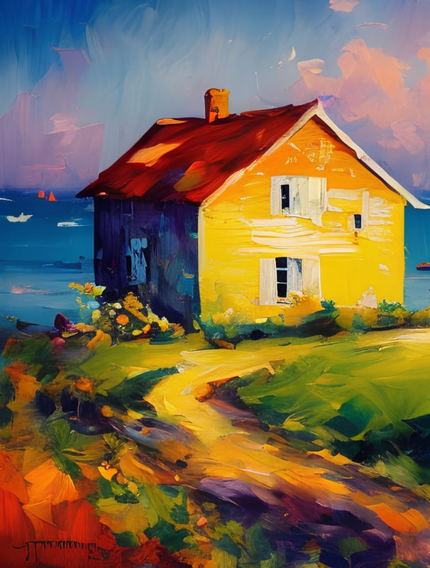 SUNSET ON THE LAKE - BY AI