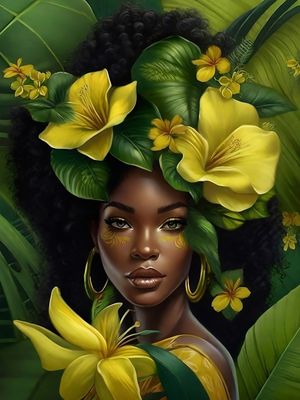 AFRO YELLOW FLOWERS BY AI