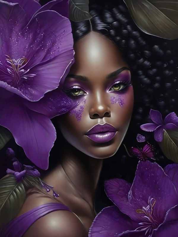 AFRO PURPLE FLOWERS BY AI