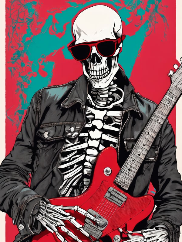 GUITAR RED SKELETON BY AI