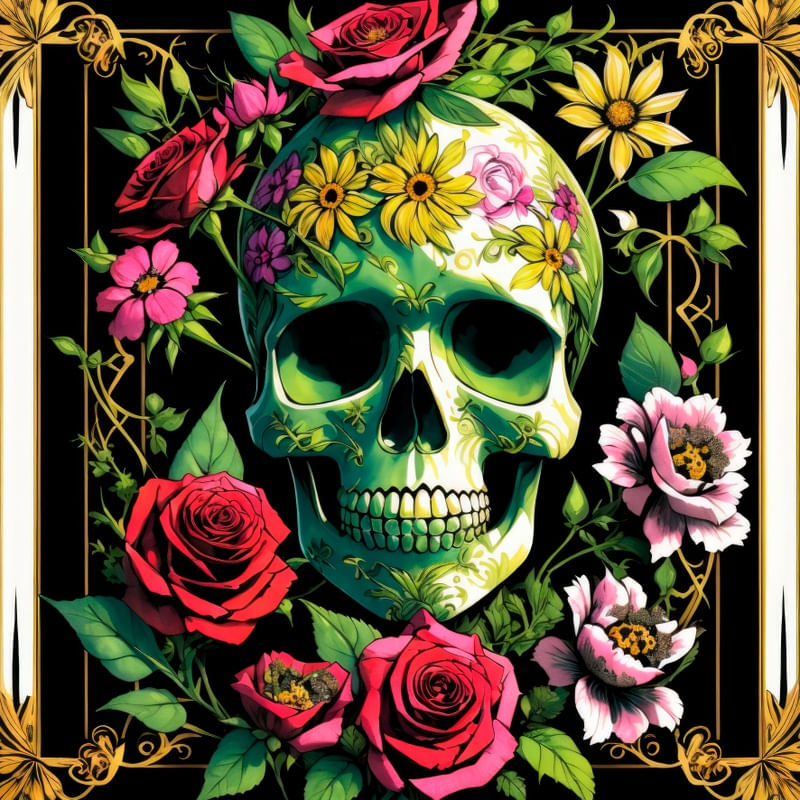 CAVEIRA COM ROSAS BY AI