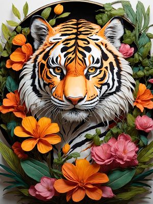 TIGRE COM FLORES I BY AI