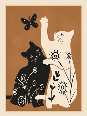 ABSTRACT FLORAL CATS 2