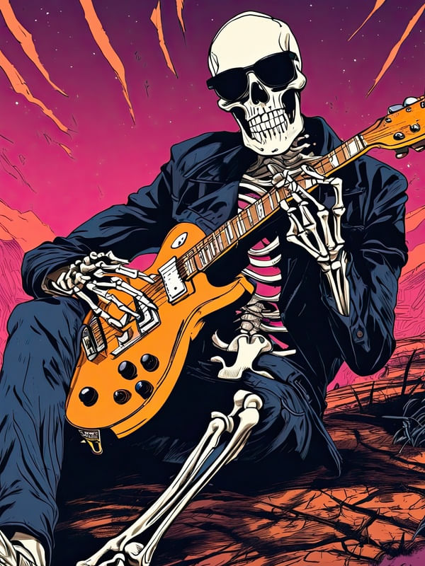ESQUELETO COM GUITARRA BY AI
