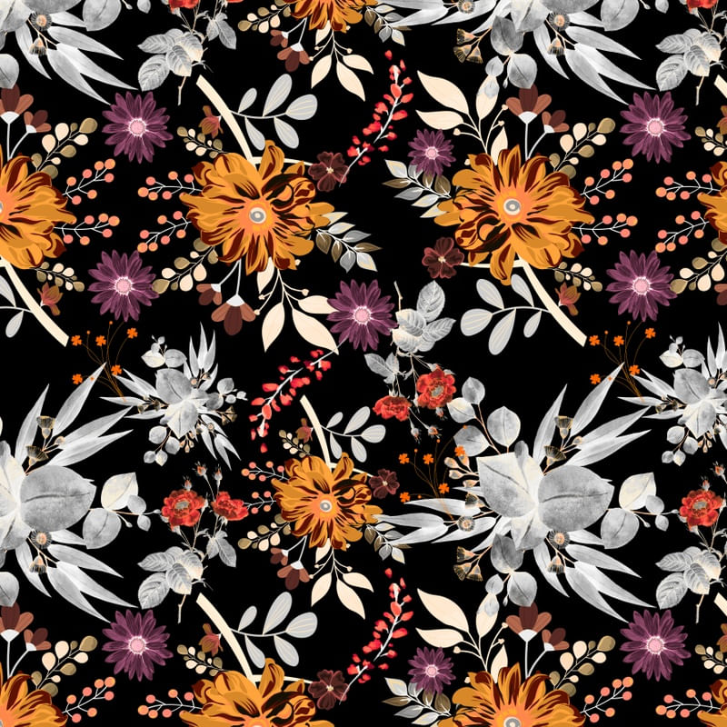 LOVELY GARDEN AT NIGHT - ESTAMPA FLORAL AMARELO E BRANCO SQUARED VERSION