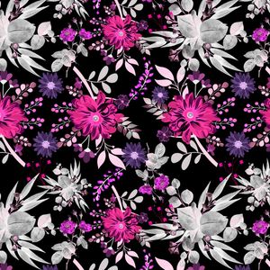 LOVELY GARDEN AT NIGHT - ESTAMPA FLORAL ROSA E BRANCO SQUARED VERSION