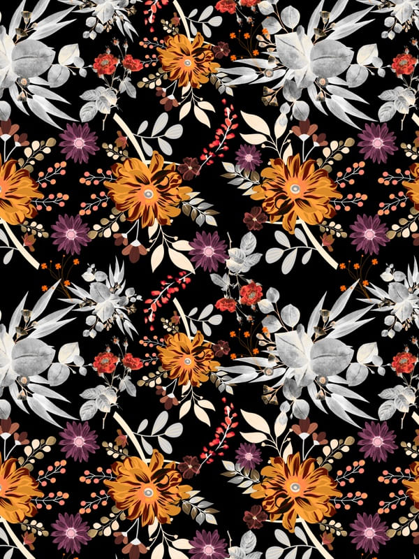 LOVELY GARDEN AT NIGHT - ESTAMPA FLORAL AMARELO E BRANCO