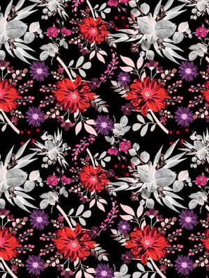 LOVELY GARDEN AT NIGHT - ESTAMPA FLORAL VERMELHO E BRANCO