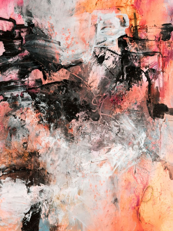 URBAN EXPRESSION 2 RETRATO - BLUSH ROSA ABSTRATO GRAFITE PINTURA