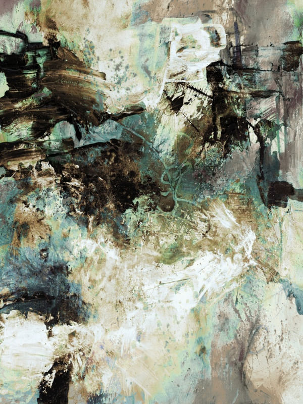 URBAN EXPRESSION 7 RETRATO - VERDE SALVIA ABSTRATO GRAFITE PINTURA