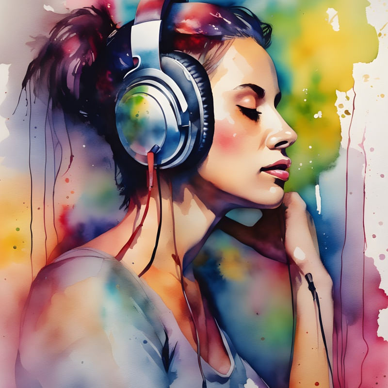 MULHER COM FONES DE OUVIDO BY AI POR ADRIANO GABRIEL RODRIGUES