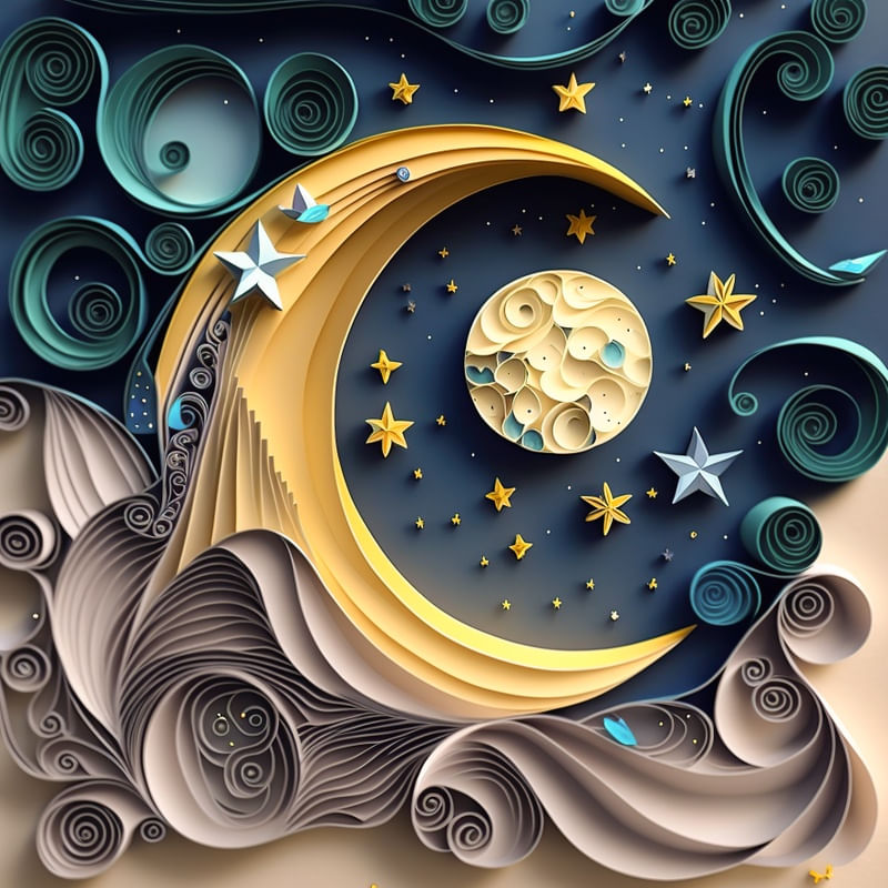 LUA EM PAPEL QUILLING BY AI POR PÂMELA STASCZAK