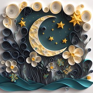 NOITE MÁGICA LUA EM PAPEL QUILLING BY AI POR PÂMELA STASCZAK