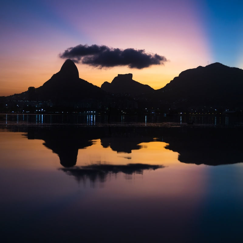LAGOA NO PÔR DO SOL - QUADRADO