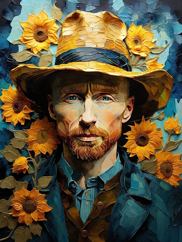 VAN GOGH EM UMA NOITE ESTRELADA COM GIRASSOL III BY AI