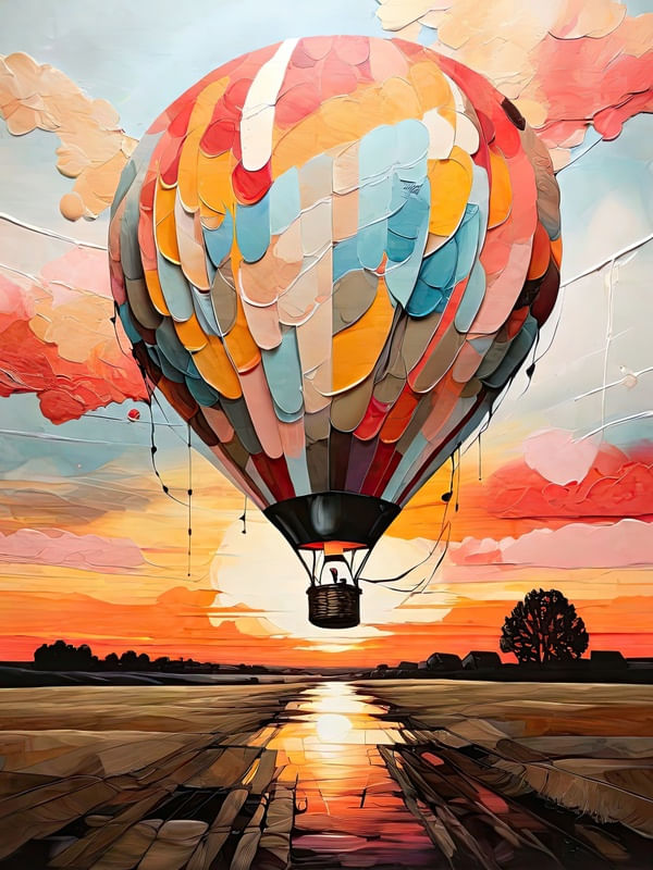 BALÃO NO PÔR DO SOL BY AI