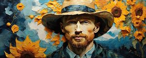 VAN GOGH EM UMA NOITE ESTRELADA COM GIRASSOL I BY AI