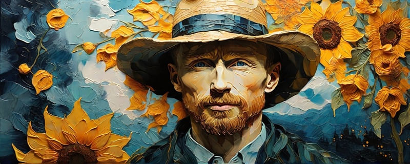 VAN GOGH EM UMA NOITE ESTRELADA COM GIRASSOL I BY AI