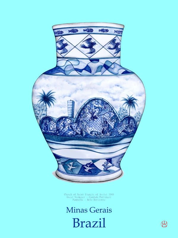 VASO CHINOISERIE IGREJA SÃO FRANCISCO DE ASSIS NIEMEYER PORTINARI
