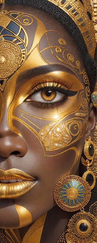 AFRO BELEZA DOURADA II INSPIRATION KLIMT BY AI
