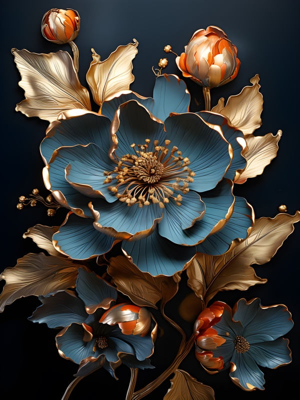 GOLD FLOWERS - 08A BY AI