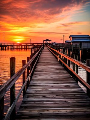 SUNSET ON THE PIER BY AI